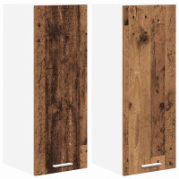 Produktbild för Hängande skåp med dörr 2 pcs Gamla trä och vit 30 x 31 x 80 cm