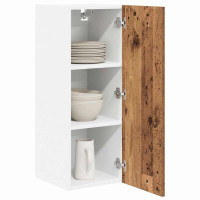 Produktbild för Hängande skåp med dörr 2 pcs Gamla trä och vit 30 x 31 x 80 cm