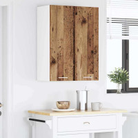 Produktbild för Hängande skåp med dörr 2 pcs Gamla trä och vit 30 x 31 x 80 cm