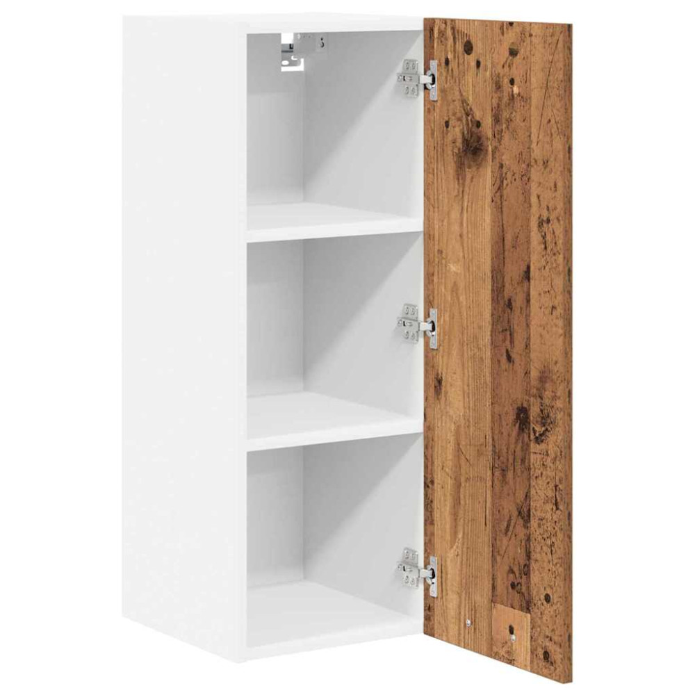 Produktbild för Hängande skåp med dörr 2 pcs Gamla trä och vit 30 x 31 x 80 cm