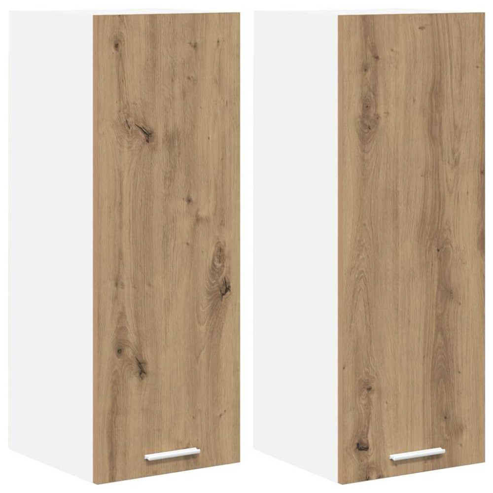 Produktbild för Hängande skåp med dörr 2 pcs Artisan ek och vit 30 x 31 x 80 cm