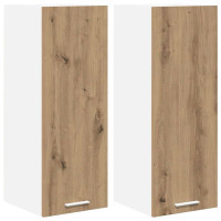 Produktbild för Hängande skåp med dörr 2 pcs Artisan ek och vit 30 x 31 x 80 cm