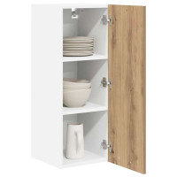 Produktbild för Hängande skåp med dörr 2 pcs Artisan ek och vit 30 x 31 x 80 cm
