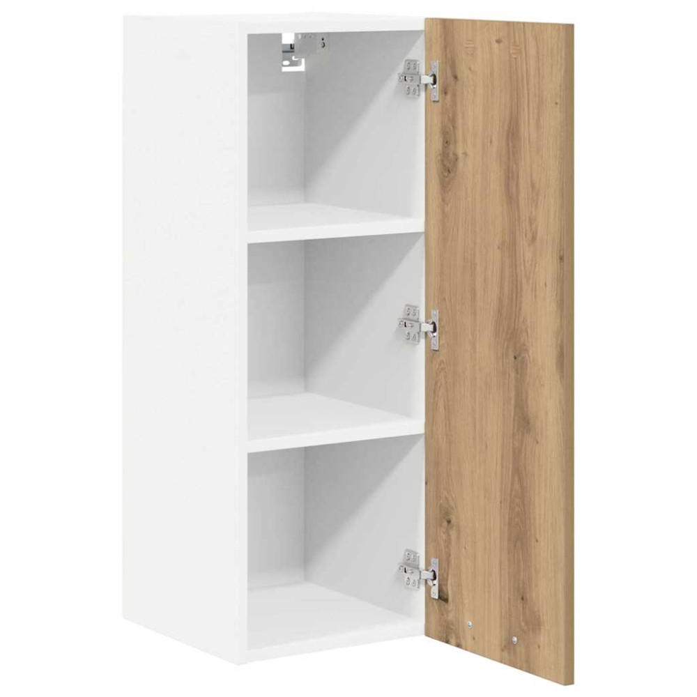 Produktbild för Hängande skåp med dörr 2 pcs Artisan ek och vit 30 x 31 x 80 cm
