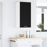 Produktbild för Hängande skåp med lagring Riga Svart ek och vit 40 x 31 x 80 cm