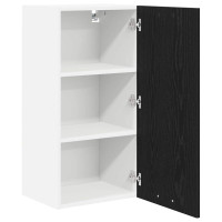 Produktbild för Hängande skåp med lagring Riga Svart ek och vit 40 x 31 x 80 cm