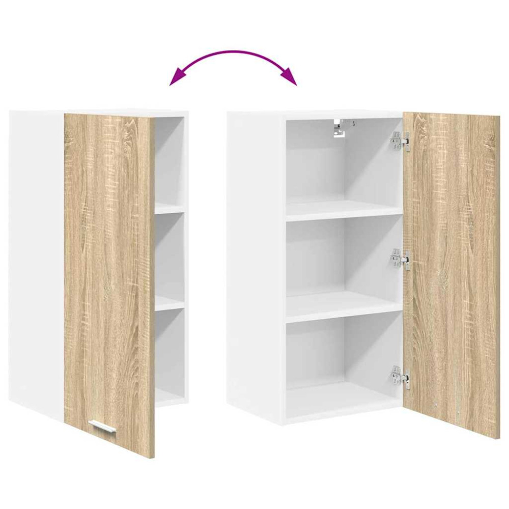 Produktbild för Hängande skåp Sonoma ek och vit 40 x 31 x 80 cm Konstruerat trä