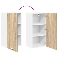 Produktbild för Hängande skåp Sonoma ek och vit 40 x 31 x 80 cm Konstruerat trä