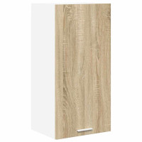 Produktbild för Hängande skåp Sonoma ek och vit 40 x 31 x 80 cm Konstruerat trä