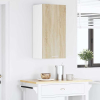 Produktbild för Hängande skåp Sonoma ek och vit 40 x 31 x 80 cm Konstruerat trä