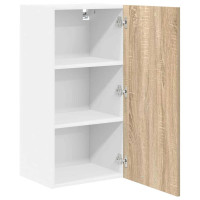 Produktbild för Hängande skåp Sonoma ek och vit 40 x 31 x 80 cm Konstruerat trä