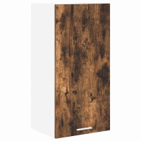 Produktbild för Hängande skåp Rökt ek och vit 40 x 31 x 80 cm Konstruerat trä