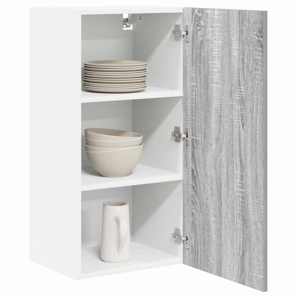 Produktbild för Hängande skåp med lagring Grå Sonoma och vit 40 x 31 x 80 cm