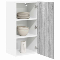 Produktbild för Hängande skåp med lagring Grå Sonoma och vit 40 x 31 x 80 cm