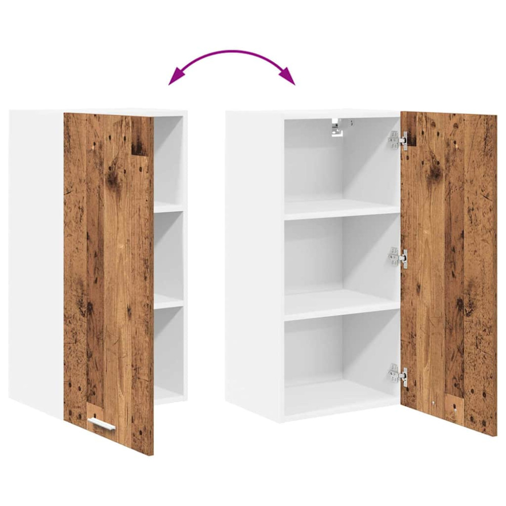 Produktbild för Hängande skåp Gamla trä och vit 40 x 31 x 80 cm Konstruerat trä
