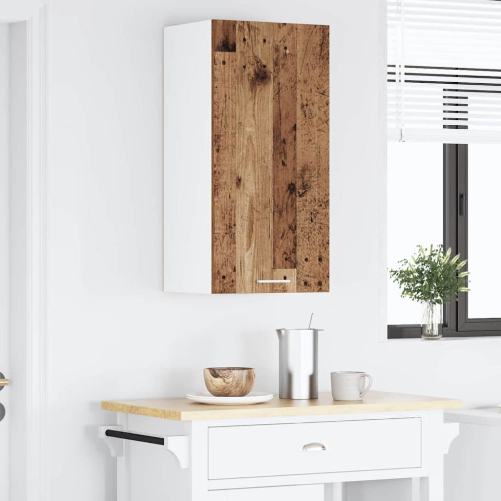 Produktbild för Hängande skåp Gamla trä och vit 40 x 31 x 80 cm Konstruerat trä
