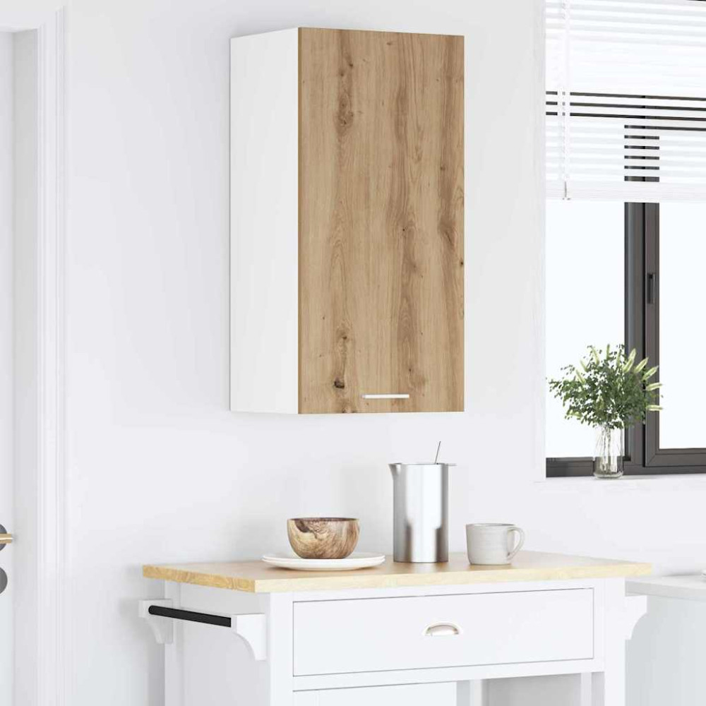Produktbild för Hängande skåp med lagring Artisan ek och vit 40 x 31 x 80 cm