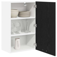 Produktbild för Hängande skåp Svart ek och vit 50 x 31 x 80 cm Konstruerat trä