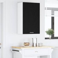 Produktbild för Hängande skåp Svart ek och vit 50 x 31 x 80 cm Konstruerat trä