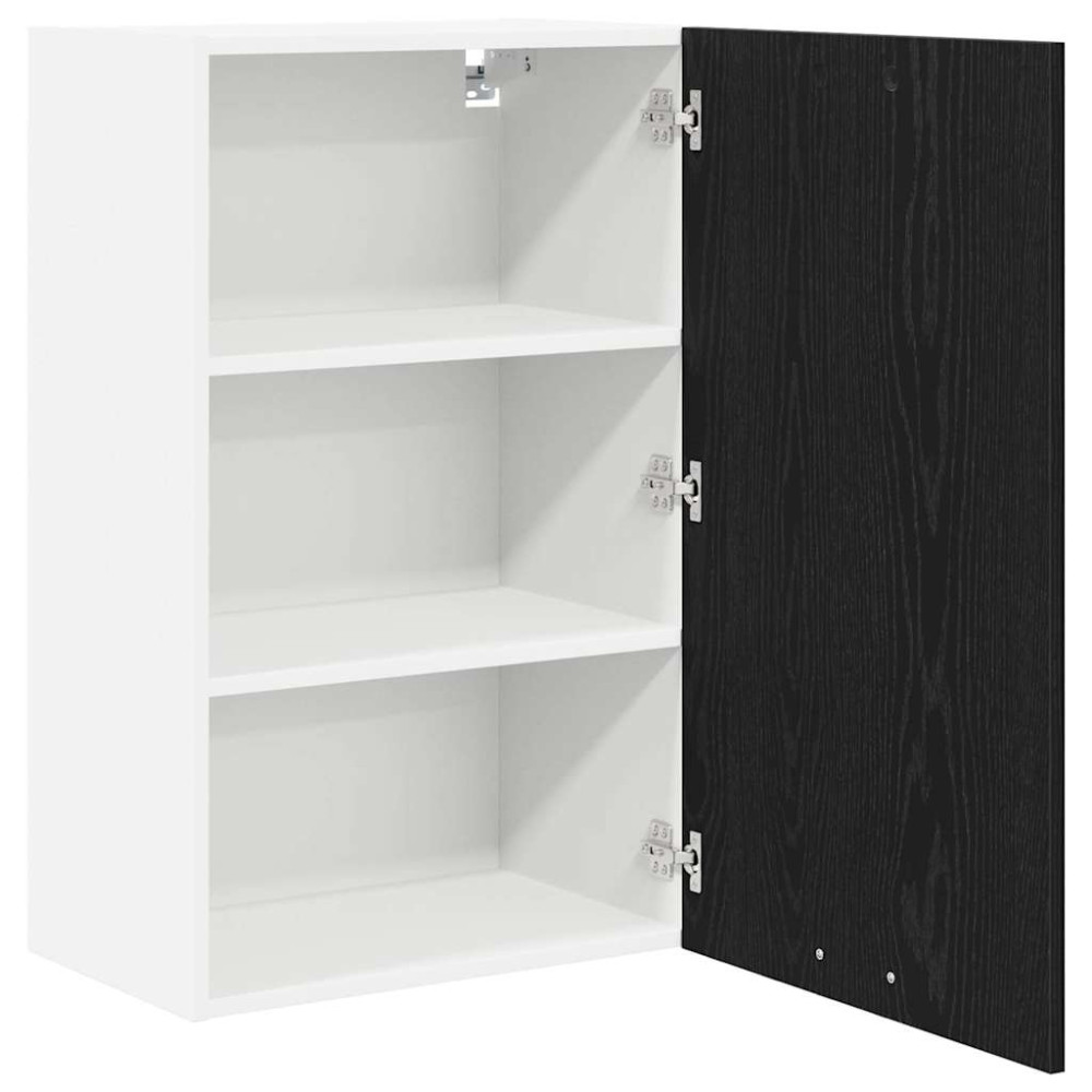 Produktbild för Hängande skåp Svart ek och vit 50 x 31 x 80 cm Konstruerat trä
