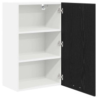 Produktbild för Hängande skåp Svart ek och vit 50 x 31 x 80 cm Konstruerat trä