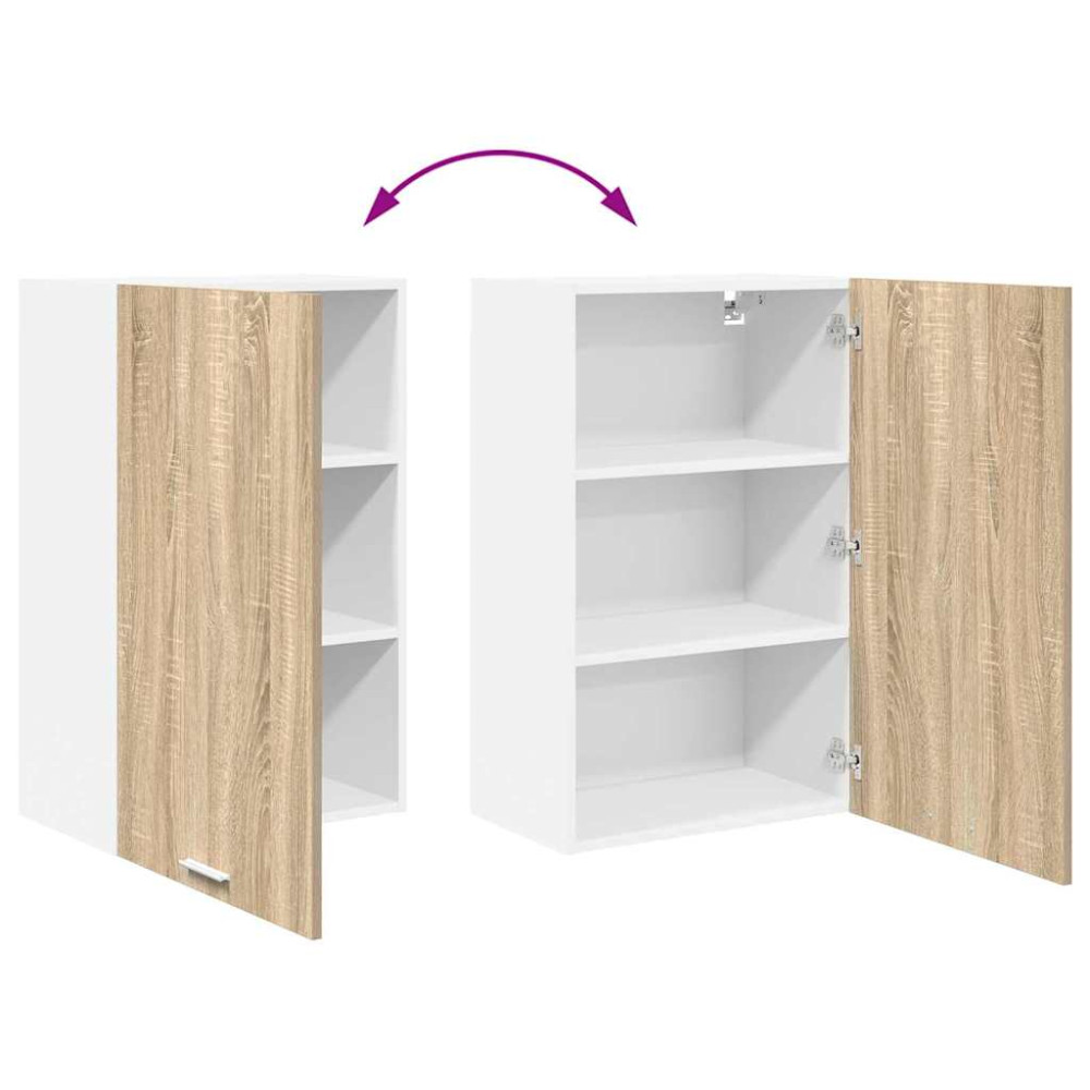 Produktbild för Hängande skåp Sonoma ek och vit 50 x 31 x 80 cm Konstruerat trä