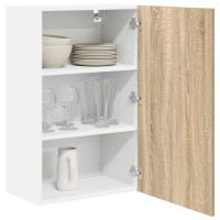 Produktbild för Hängande skåp Sonoma ek och vit 50 x 31 x 80 cm Konstruerat trä