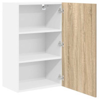 Produktbild för Hängande skåp Sonoma ek och vit 50 x 31 x 80 cm Konstruerat trä