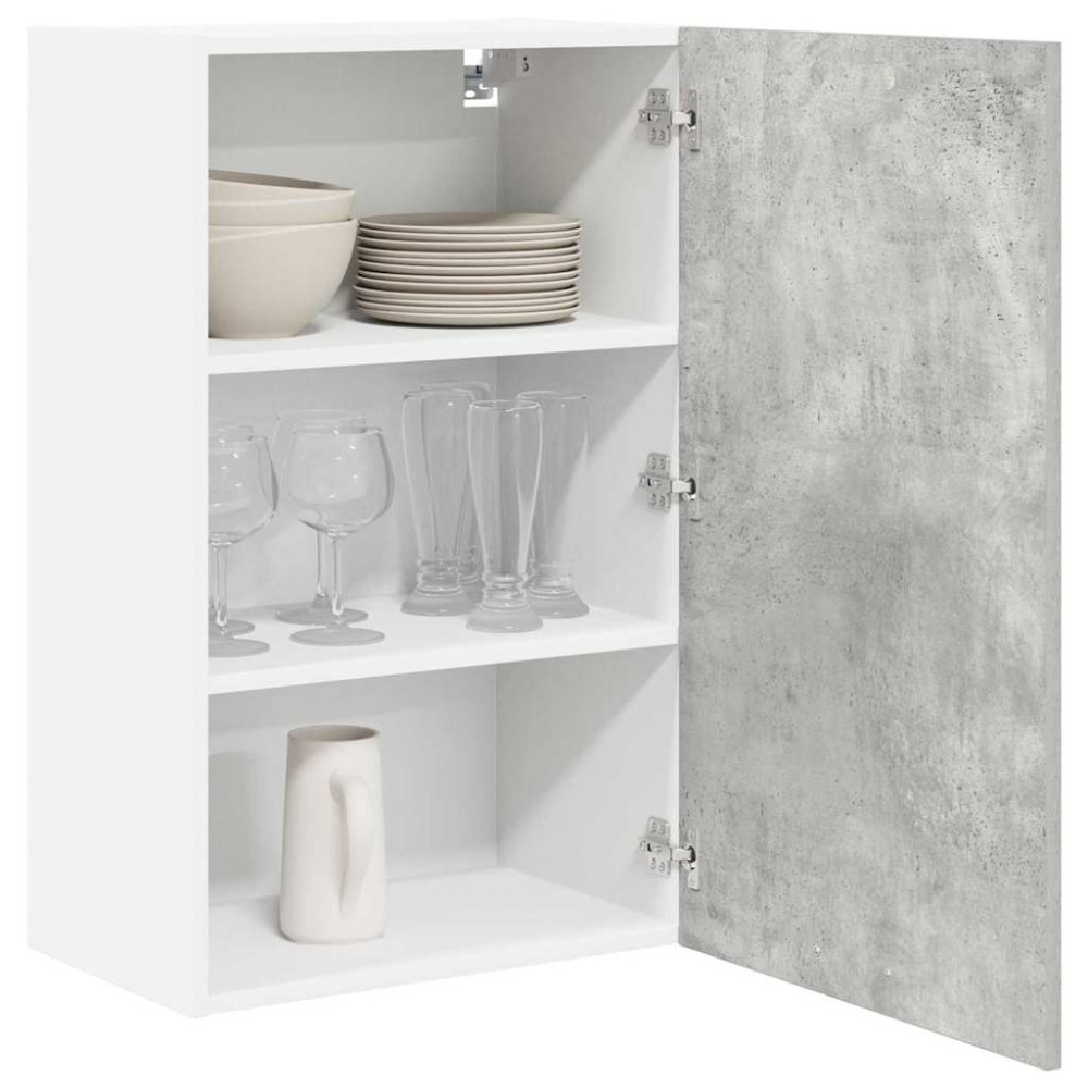 Produktbild för Hängande skåp Betonggrå och vit 50 x 31 x 80 cm Konstruerat trä