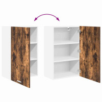 Produktbild för Hängande skåp Rökt ek och vit 50 x 31 x 80 cm Konstruerat trä