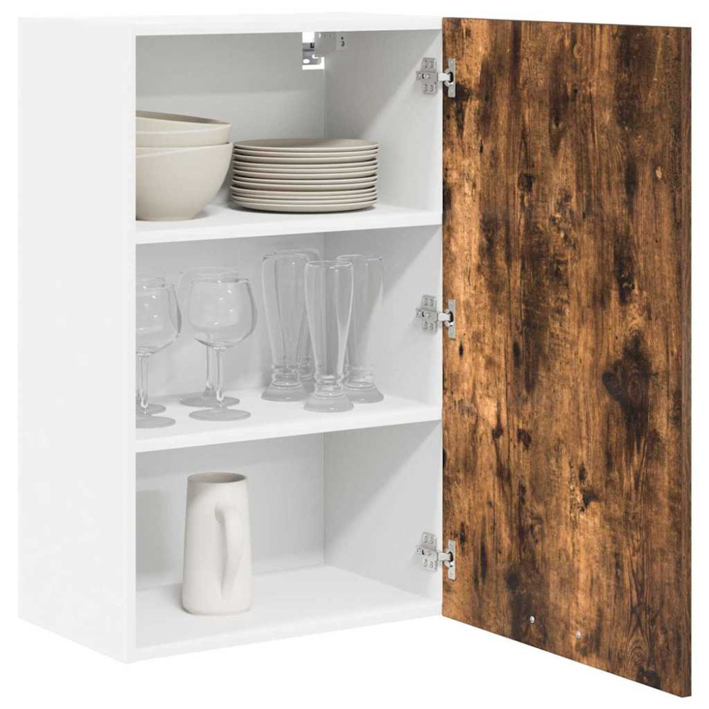 Produktbild för Hängande skåp Rökt ek och vit 50 x 31 x 80 cm Konstruerat trä