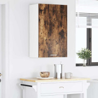 Produktbild för Hängande skåp Rökt ek och vit 50 x 31 x 80 cm Konstruerat trä