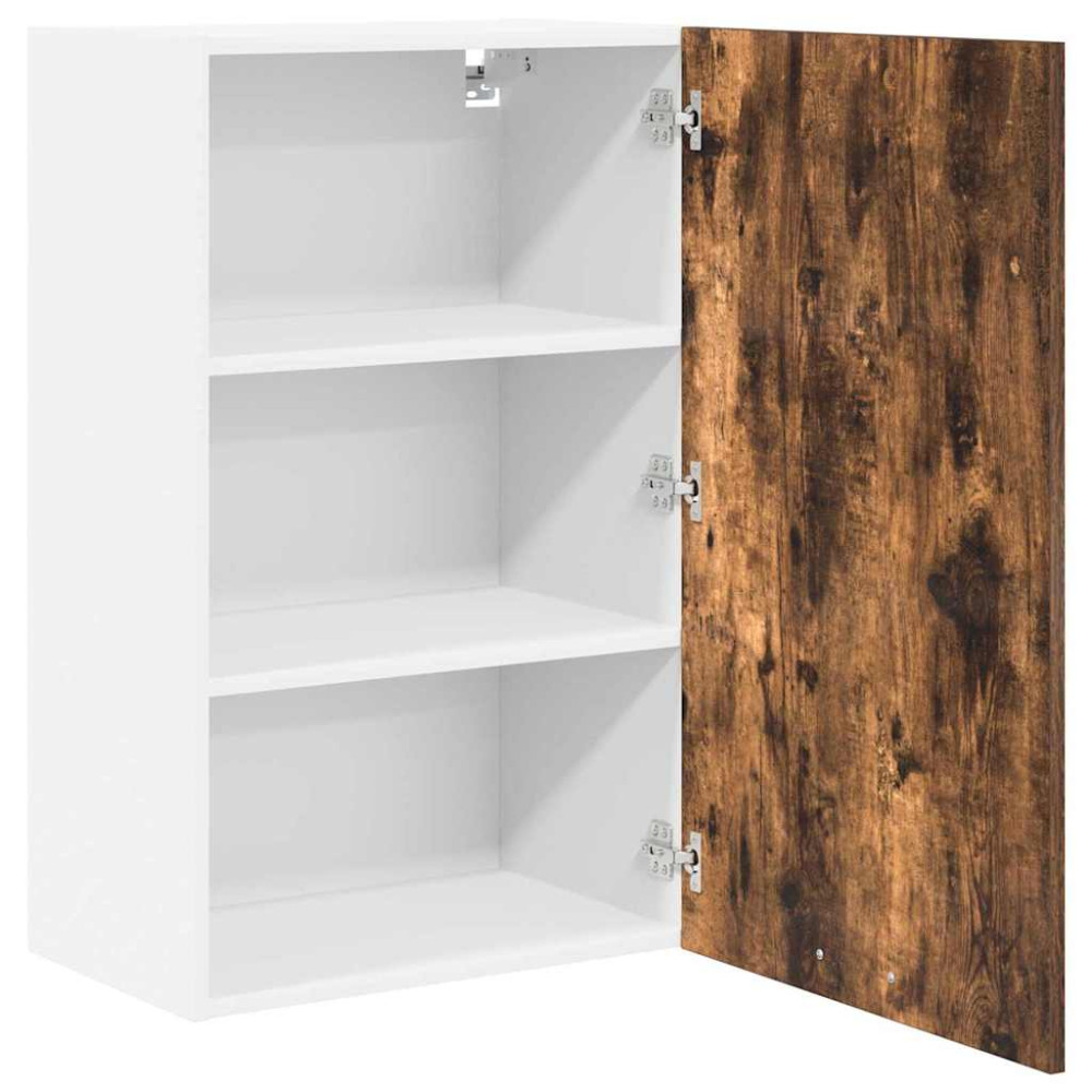 Produktbild för Hängande skåp Rökt ek och vit 50 x 31 x 80 cm Konstruerat trä