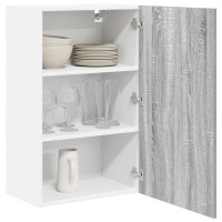 Produktbild för Hängande skåp med lagring Grå Sonoma och vit 50 x 31 x 80 cm