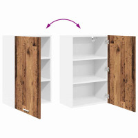 Produktbild för Hängande skåp Gamla trä och vit 50 x 31 x 80 cm Konstruerat trä