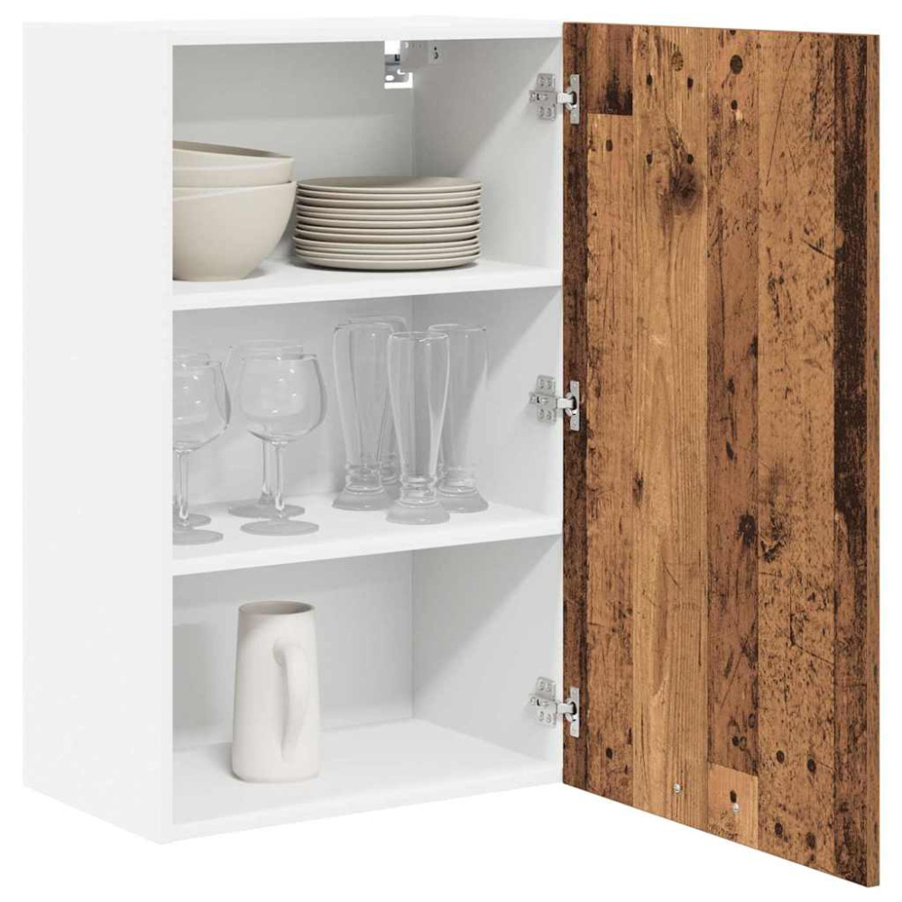Produktbild för Hängande skåp Gamla trä och vit 50 x 31 x 80 cm Konstruerat trä