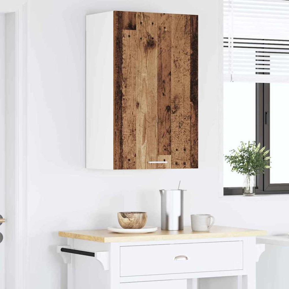 Produktbild för Hängande skåp Gamla trä och vit 50 x 31 x 80 cm Konstruerat trä
