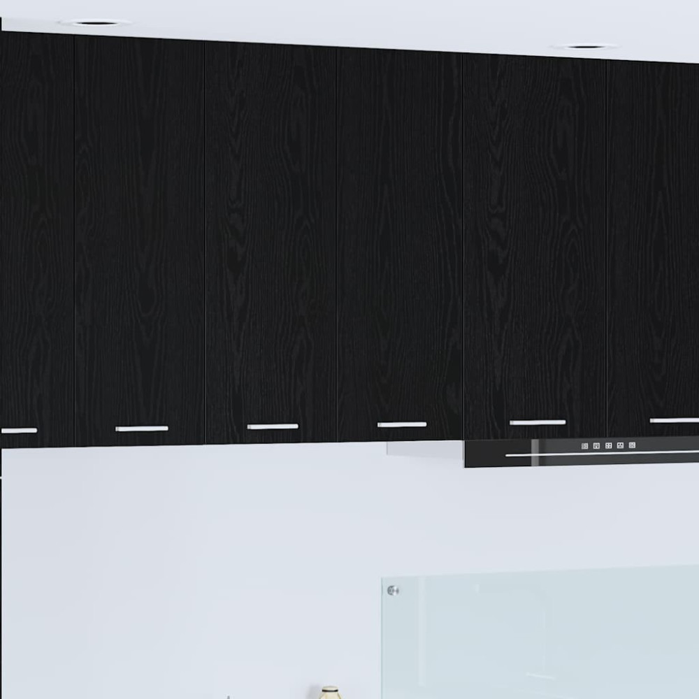 Produktbild för Hängande skåp med dörr Svart Ek 60 x 31 x 80 cm Konstruerat trä
