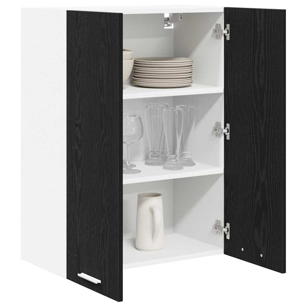 Produktbild för Hängande skåp med dörr Svart Ek 60 x 31 x 80 cm Konstruerat trä