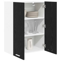 Produktbild för Hängande skåp med dörr Svart Ek 60 x 31 x 80 cm Konstruerat trä