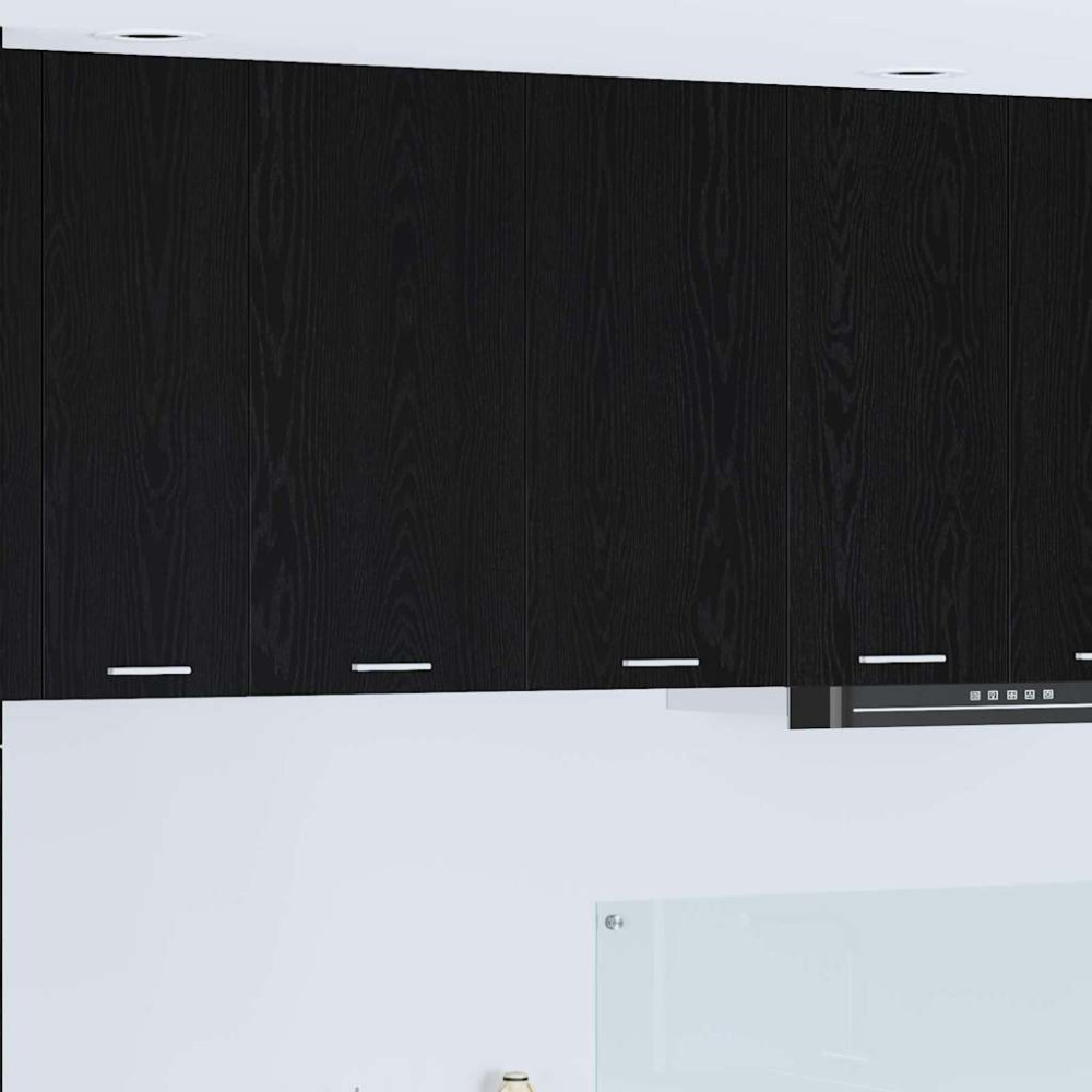 Produktbild för Hängande skåp med dörr Svart Ek 80 x 31 x 80 cm Konstruerat trä