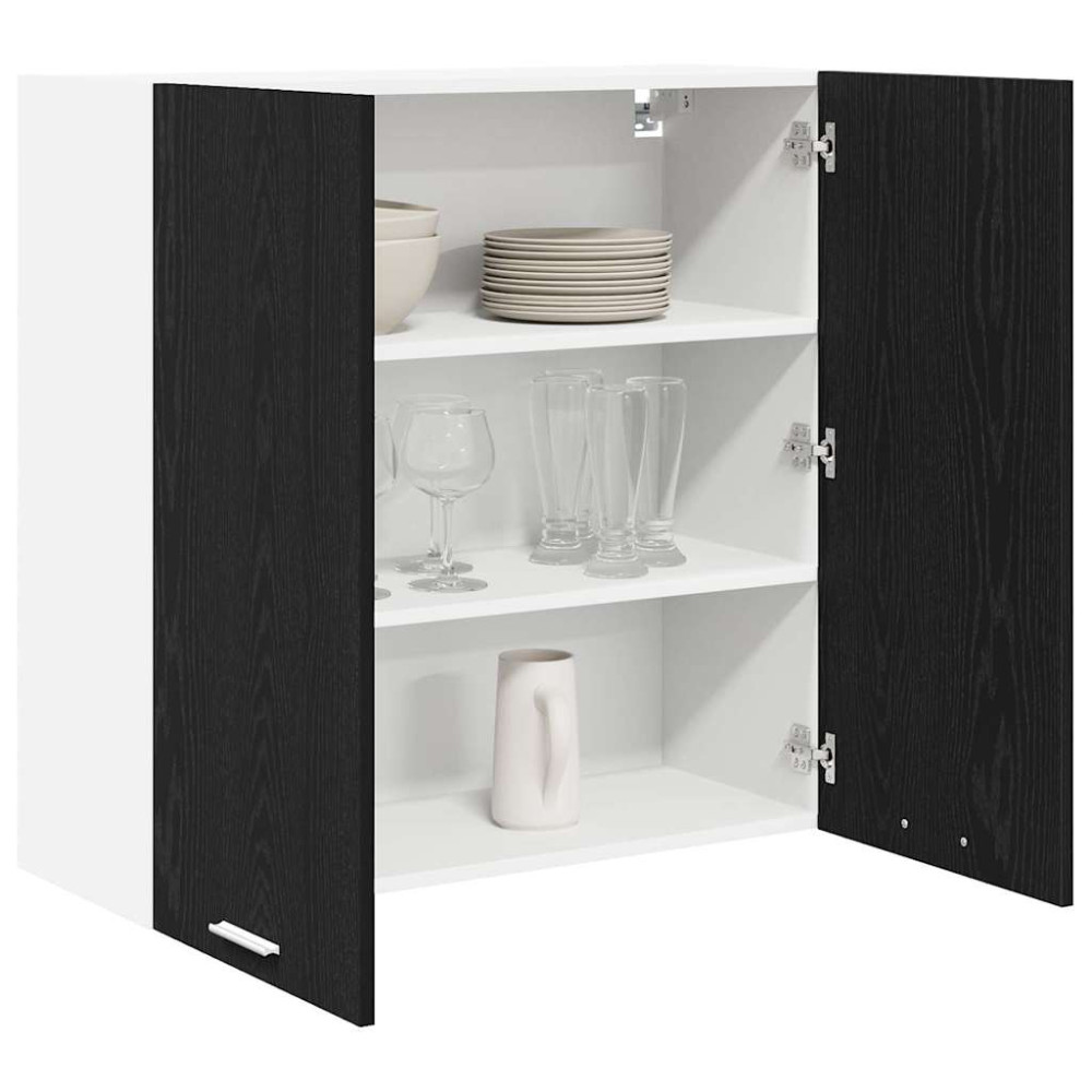Produktbild för Hängande skåp med dörr Svart Ek 80 x 31 x 80 cm Konstruerat trä