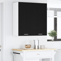 Produktbild för Hängande skåp med dörr Svart Ek 80 x 31 x 80 cm Konstruerat trä