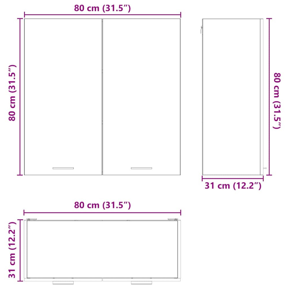 Produktbild för Hängande skåp Sonoma-ek 80 x 31 x 80 cm Konstruerat trä