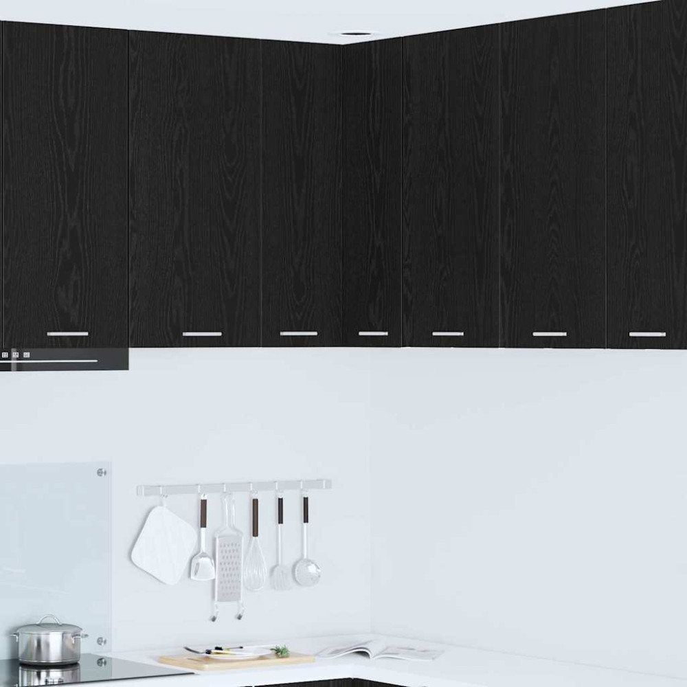 Produktbild för Hängande skåp Svart ek och vit 57 x 57 x 80 cm Konstruerat trä