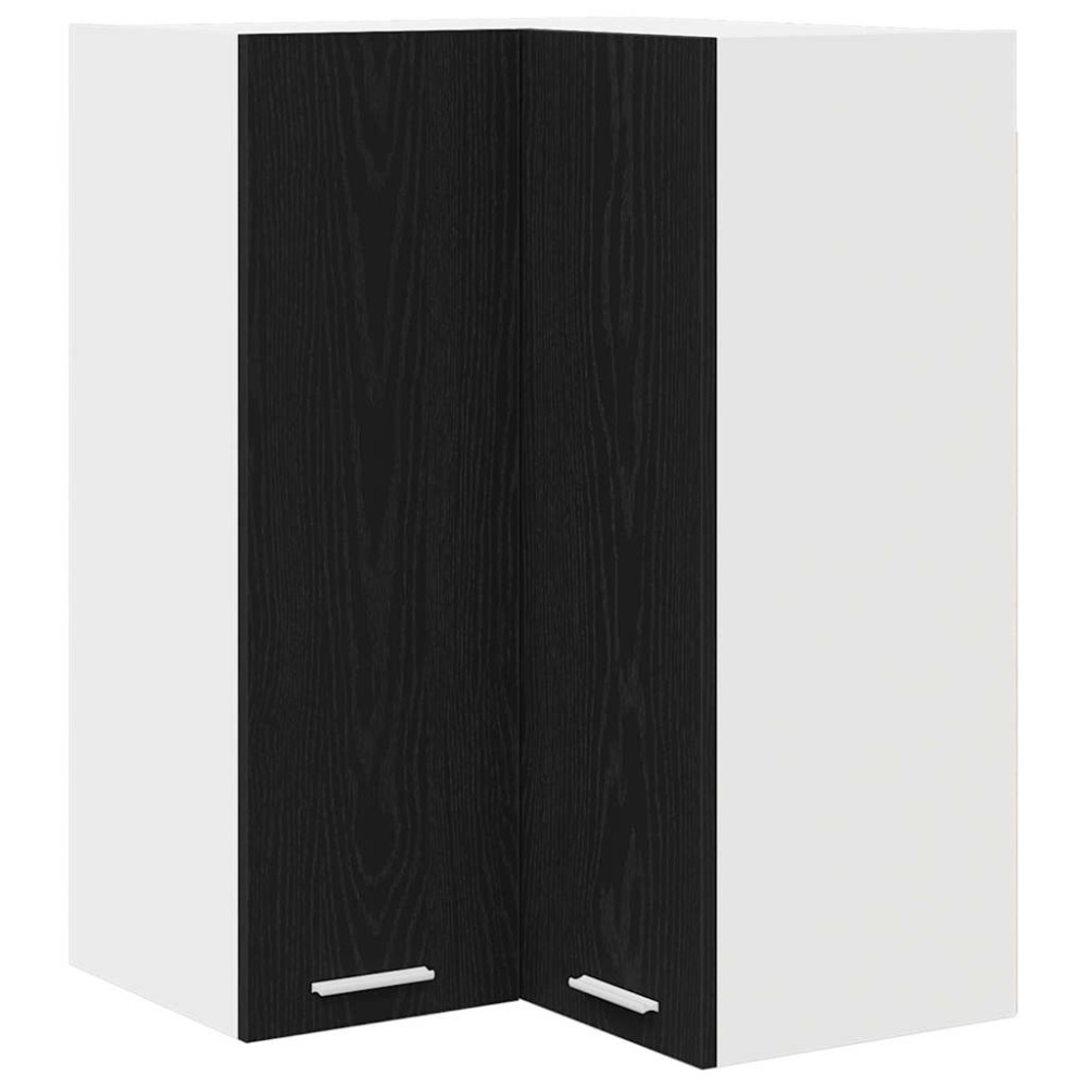 Produktbild för Hängande skåp Svart ek och vit 57 x 57 x 80 cm Konstruerat trä