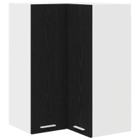 Produktbild för Hängande skåp Svart ek och vit 57 x 57 x 80 cm Konstruerat trä