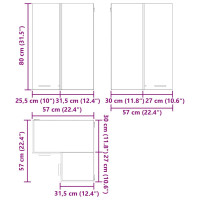 Produktbild för Hängande skåp Betonggrå och vit 57 x 57 x 80 cm Konstruerat trä