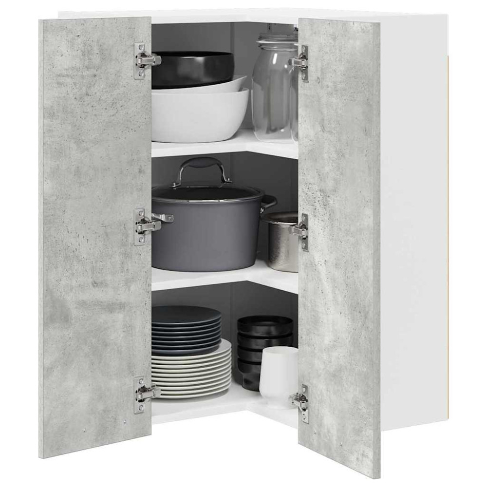 Produktbild för Hängande skåp Betonggrå och vit 57 x 57 x 80 cm Konstruerat trä