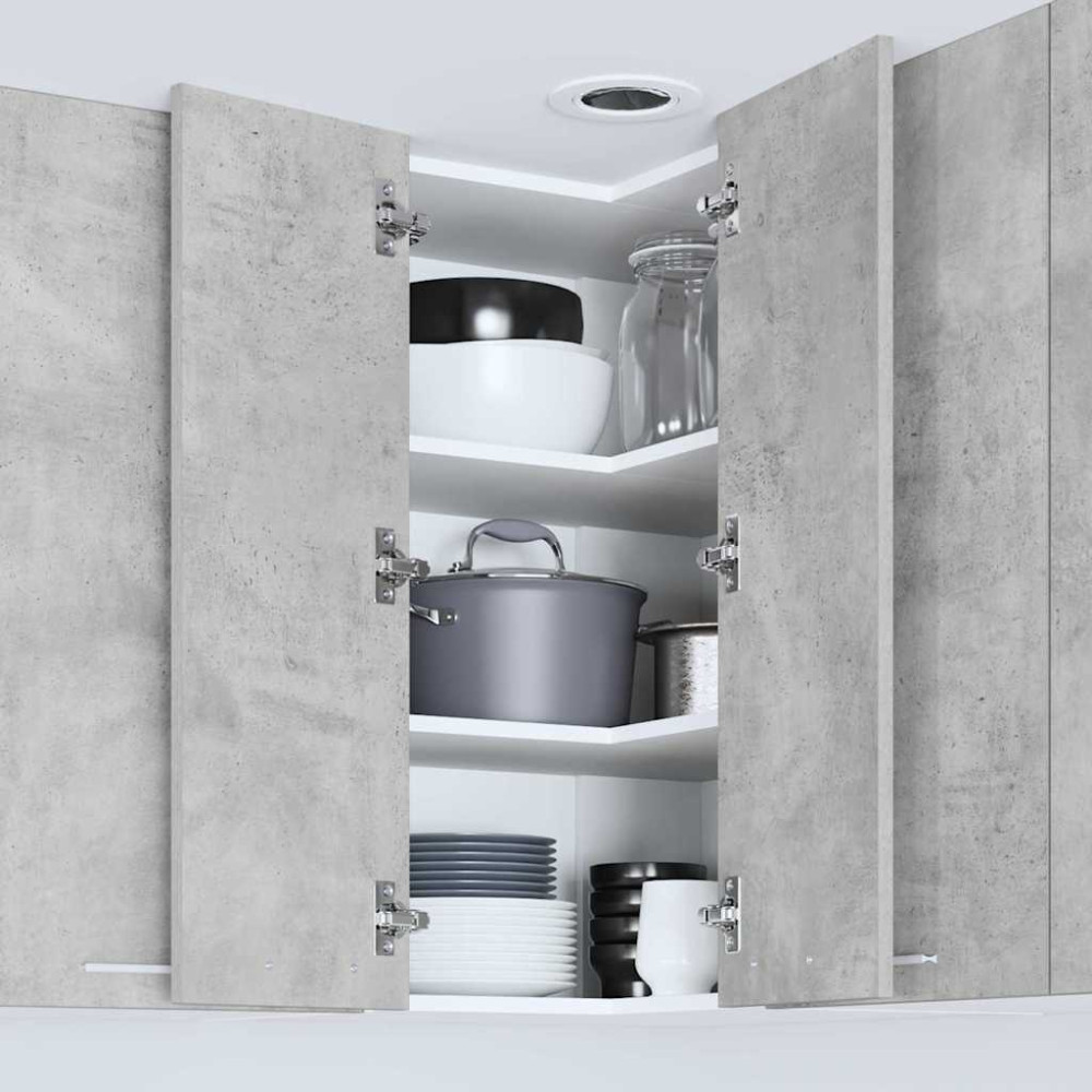 Produktbild för Hängande skåp Betonggrå och vit 57 x 57 x 80 cm Konstruerat trä